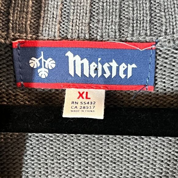 Meister Sweater Mens XL Gray Wool Acrylic Blend Cole Knit Ribbed Neck 1/4 Zip - Picture 3 of 11